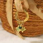Load image into Gallery viewer, 18kt Gold Plated Green Aventurien Stone and Crystal Earrings, Agate

