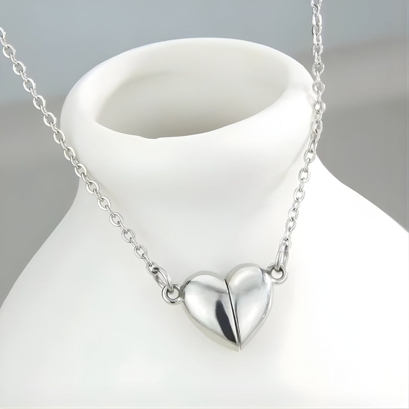 18KT Gold Plated Stainless Steel Split Minimal Heart Pendant Necklace for Women, Alice