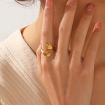 Load image into Gallery viewer, 18KT Gold Plated Adjustable Hugging Hands Open Wrap Ring, Amara
