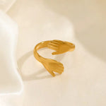 Load image into Gallery viewer, 18KT Gold Plated Adjustable Hugging Hands Open Wrap Ring, Amara
