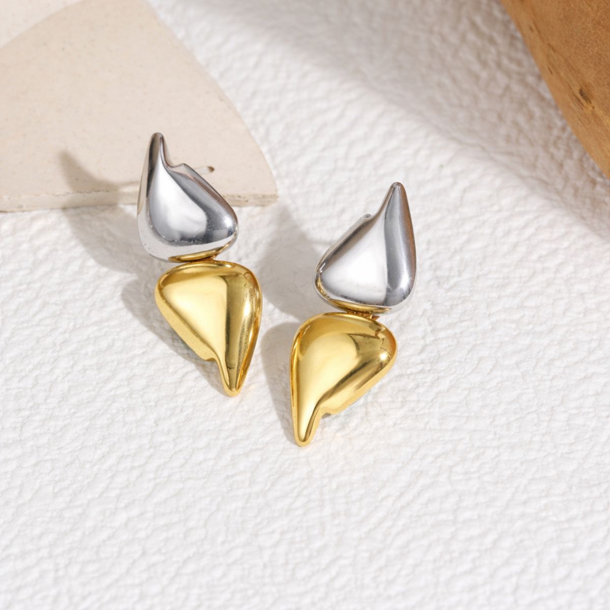 Inaya two toned abstract fluid drop earrings, aura