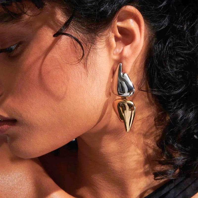 Inaya Two Toned Abstract Fluid Drop Earrings, Aura