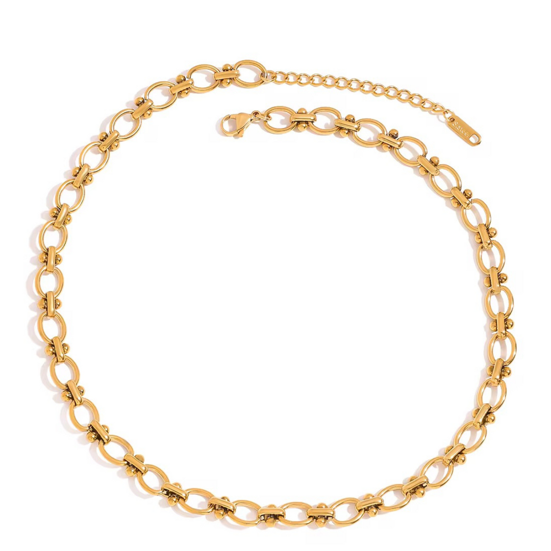 Inaya Modern Festive 18KT Gold Plated Modern Classic Geometric Handmade Ball Chain, Avira