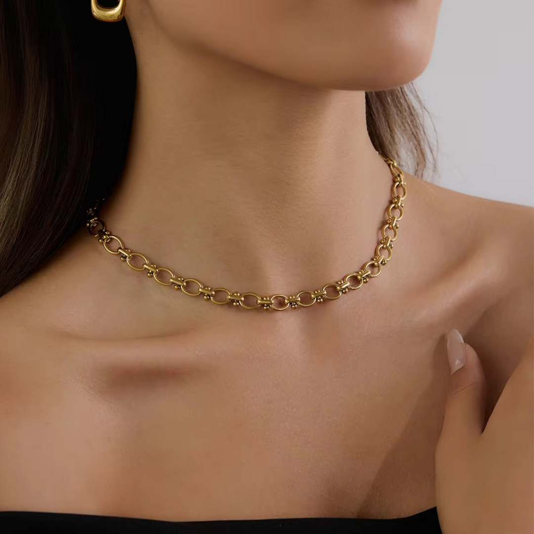 Inaya Modern Festive 18KT Gold Plated Modern Classic Geometric Handmade Ball Chain, Avira