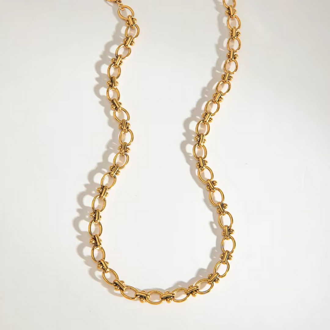 Inaya Modern Festive 18KT Gold Plated Modern Classic Geometric Handmade Ball Chain, Avira