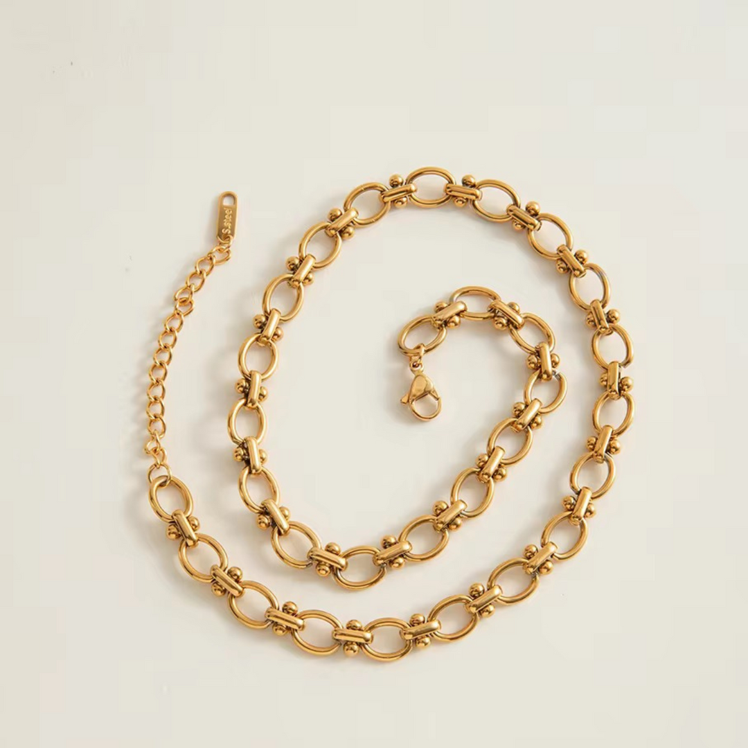 Inaya Modern Festive 18KT Gold Plated Modern Classic Geometric Handmade Ball Chain, Avira