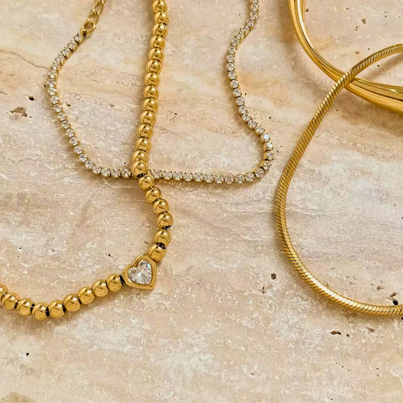 18 KT Gold Plated Stainless Steel Sleek Snake Bracelet, Blush