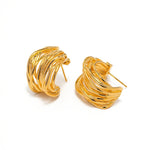 Load image into Gallery viewer, 18kt Gold Plated Vintage Irregular Triple Hoop Earrings, Audrea - Inaya Accessories