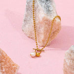 Load image into Gallery viewer, 18KT Gold Plated Stainless Steel Toggle Clasp Ball Chain Necklace with Pearl Pendant, Cressida