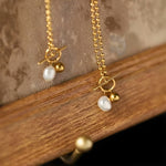 Load image into Gallery viewer, 18KT Gold Plated Stainless Steel Toggle Clasp Ball Chain Necklace with Pearl Pendant, Cressida