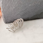Load image into Gallery viewer, Silver Multi-Row Pave Crystal Wing Ear Cuff, Cyra
