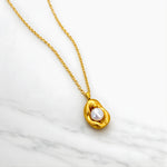 Load image into Gallery viewer, 18KT Gold Plated Stainless Steel Modern Minimal Freshwater Pearl Charm Necklace for Women, Daphne