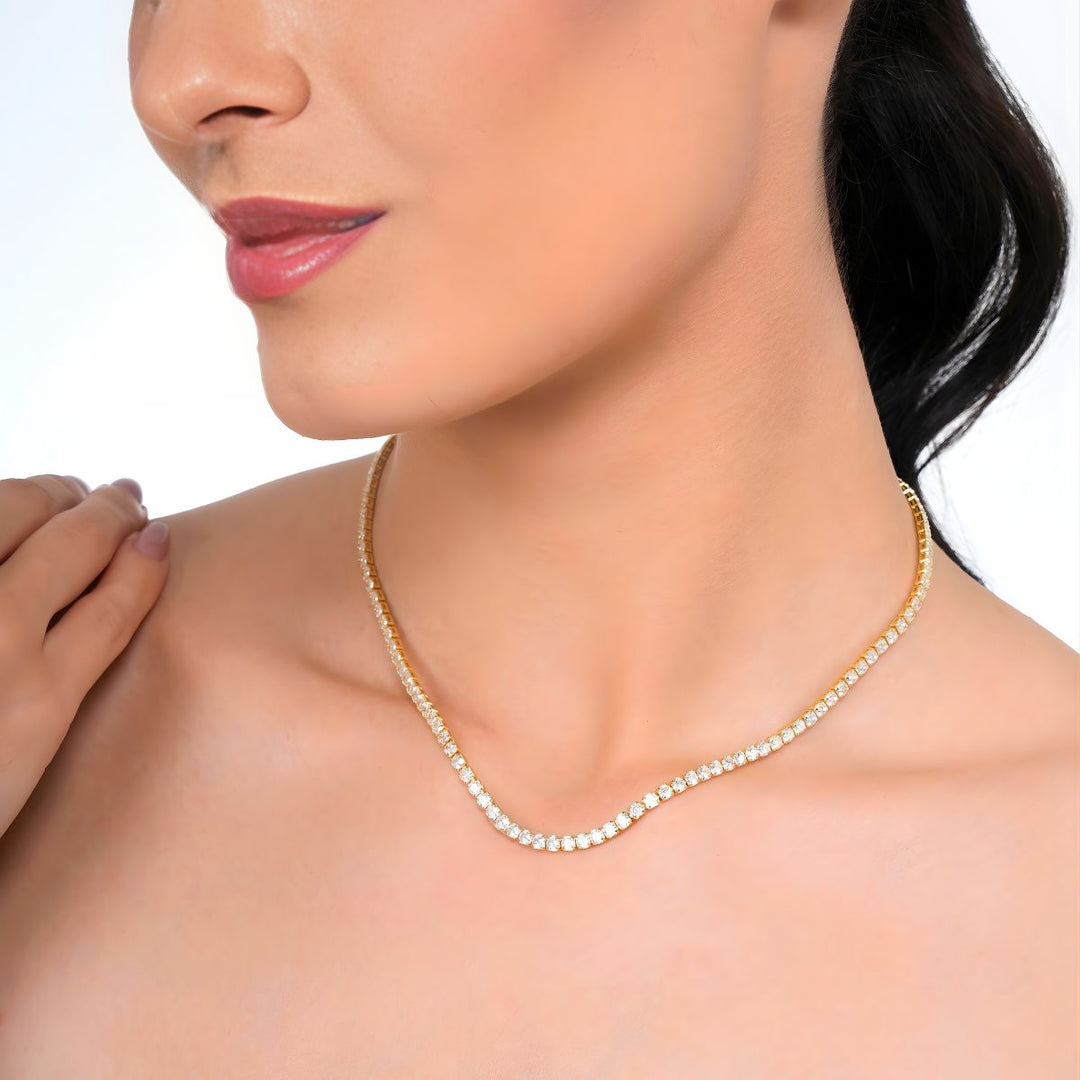 18 KT Gold Plated Stainless Steel tennis necklace 14 inches, Daria
