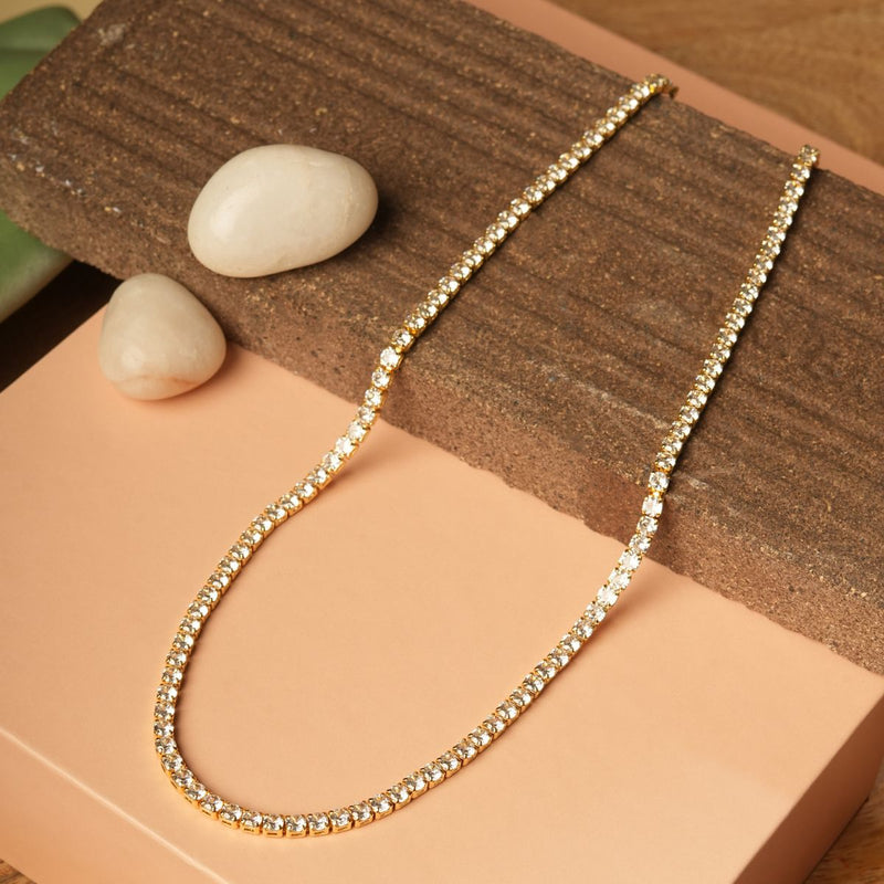 18 KT Gold Plated Stainless Steel tennis necklace 14 inches, Daria