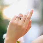 Load image into Gallery viewer, 18KT Gold Plated Stainless Steel Silver Pink Heart and Baguette Stone Open Cuff Ring for Women, Edwina