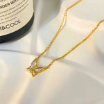 Load image into Gallery viewer, 18KT Gold Plated Minimal Zircon Butterfly Stainless Steel Waterproof Pendant Necklace, Elara
