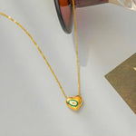 Load image into Gallery viewer, 18KT Gold Plated Stainless Steel Blue Enamel Evil Eye Heart Pendant Necklace for Women, Elen