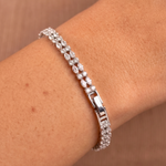 Load image into Gallery viewer, Silver Shimmering Crystal Linked Tennis Bracelet for Women, Elianne
