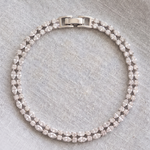 Load image into Gallery viewer, Silver Shimmering Crystal Linked Tennis Bracelet for Women, Elianne
