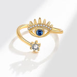 Load image into Gallery viewer, 18KT Gold Plated Stainless Steel Crystal Evil Eye Statement Ring, Elowen

