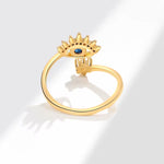 Load image into Gallery viewer, 18KT Gold Plated Stainless Steel Crystal Evil Eye Statement Ring, Elowen
