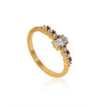 Load image into Gallery viewer, 18KT Gold Plated Minimal Oval Bezel Diamond Stainless Steel Waterproof Ring, Elsa
