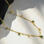 Load image into Gallery viewer, 18kt Gold Plated Emerald and Sapphire Choker Necklace, Emerald
