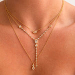 Load image into Gallery viewer, 18KT Gold Plated Double Teardrop Crystal Necklace, Esme
