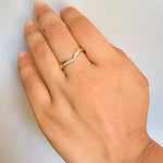 Load image into Gallery viewer, 18KT Gold Plated Minimal V shaped Crystal Studded Stainless Steel Waterproof Ring, Faye
