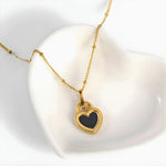 Load image into Gallery viewer, 18KT Gold Plated Stainless Steel Black Enamel Heart Pendant Necklace for Women, Felicity
