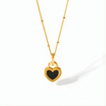 Load image into Gallery viewer, 18KT Gold Plated Stainless Steel Black Enamel Heart Pendant Necklace for Women, Felicity