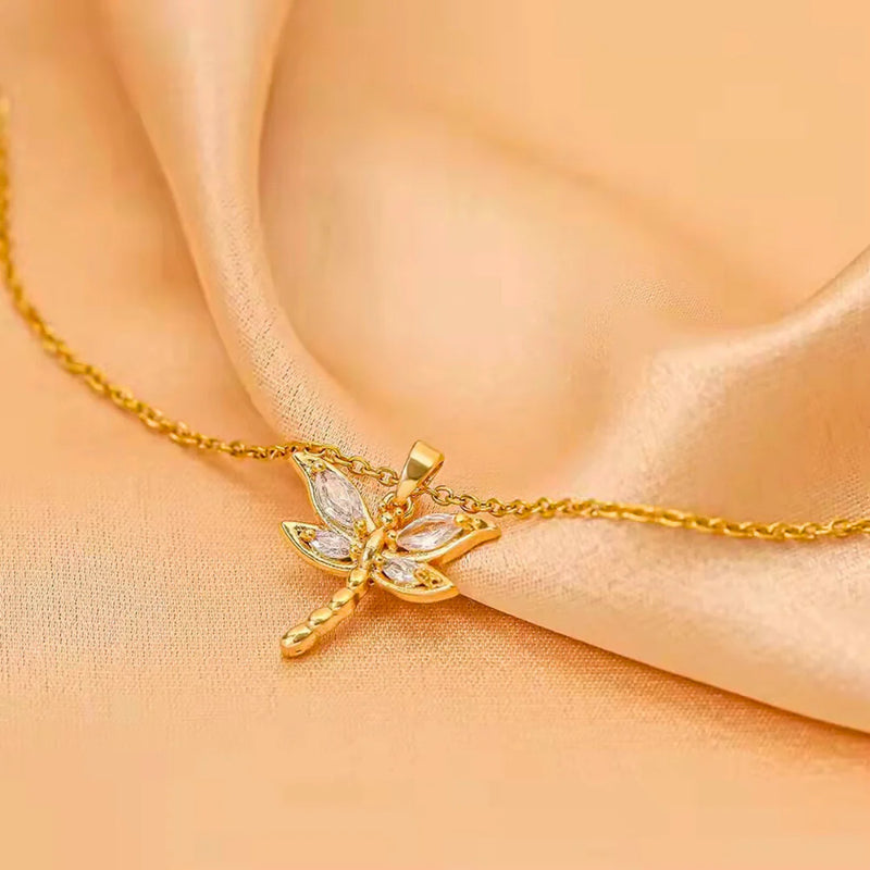 18KT Gold Plated Minimal Flutter Butterfly Stainless Steel Waterproof Pendant Necklace, Flutter