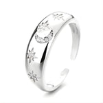 Load image into Gallery viewer, 18KT Gold Plated Brass Crescent Moon and Star Wide Band Ring for Women, Genevieve