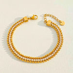 Load image into Gallery viewer, 18 KT Gold Plated Stainless Steel Bead &amp; Zircon stackable tennis bracelet, Glaze
