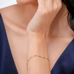 Load image into Gallery viewer, 18 KT Gold Plated Set of 2 Stainless Steel Dainty White Rolo Bead Necklace &amp; Bracelet, Talia &amp; Gretchen
