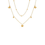 Load image into Gallery viewer, 18KT Gold Plated Stainless Steel Layered Butterfly Charm Necklace with Beaded Ball Chain, Hyacinth