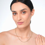 Load image into Gallery viewer, 18kt Gold Plated Set of 2 Stainless Steel Dainty Green and Blue Rolo Bead Necklace &amp; Bracelet, Indie &amp; Aqua
