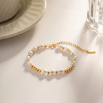 Load image into Gallery viewer, Joy Bracelet, 18KT Gold Plated Stainless Steel Pearls &amp; Gold Beads Bracelet
