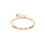Load image into Gallery viewer, Joy Bracelet, 18KT Gold Plated Stainless Steel Pearls &amp; Gold Beads Bracelet
