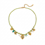 Load image into Gallery viewer, Lagoon Necklace, 18KT Gold Plated Stainless Steel Evil Eye and Bead Charms Thread Necklace
