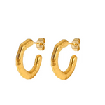 Load image into Gallery viewer, Inaya Modern Festive 18KT Gold Plated Hammered C Shaped Hoop Earrings, Lee
