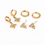 Load image into Gallery viewer, 18KT Gold Plated Set of Three Flower and Golden Hoops Stainless Steel Waterproof Earrings Set, Liana
