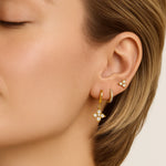 Load image into Gallery viewer, 18KT Gold Plated Set of Three Flower and Golden Hoops Stainless Steel Waterproof Earrings Set, Liana
