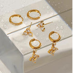 Load image into Gallery viewer, 18KT Gold Plated Set of Three Flower and Golden Hoops Stainless Steel Waterproof Earrings Set, Liana
