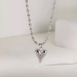 Load image into Gallery viewer, 18KT Gold Plated Stainless Steel Silver Heart Necklace with Beaded Ball Chain for Women, Livvy