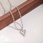 Load image into Gallery viewer, 18KT Gold Plated Stainless Steel Silver Heart Necklace with Beaded Ball Chain for Women, Livvy