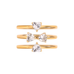 Load image into Gallery viewer, 18KT Gold Plated Set of 3 Stackable Diamond Heart Stainless Steel Waterproof Rings, Lyra