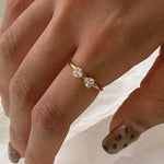 Load image into Gallery viewer, 18KT Gold Plated Set of 3 Stackable Diamond Heart Stainless Steel Waterproof Rings, Lyra