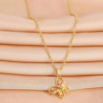 Load image into Gallery viewer, 18kt Gold Plated Dainty Pink and Yellow Butterfly Pendant Stainless Steel Waterproof Necklace, Mabel
