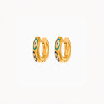Load image into Gallery viewer, 18KT Gold Plated Stainless Steel Blue Enamel Evil Eye Hoop Earrings for Women, Maja